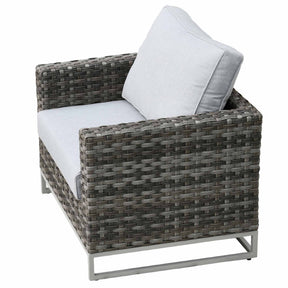 Ovios Patio Furniture 9-Piece Grey Wicker Set with Fire Pit Table, No Assembly Required