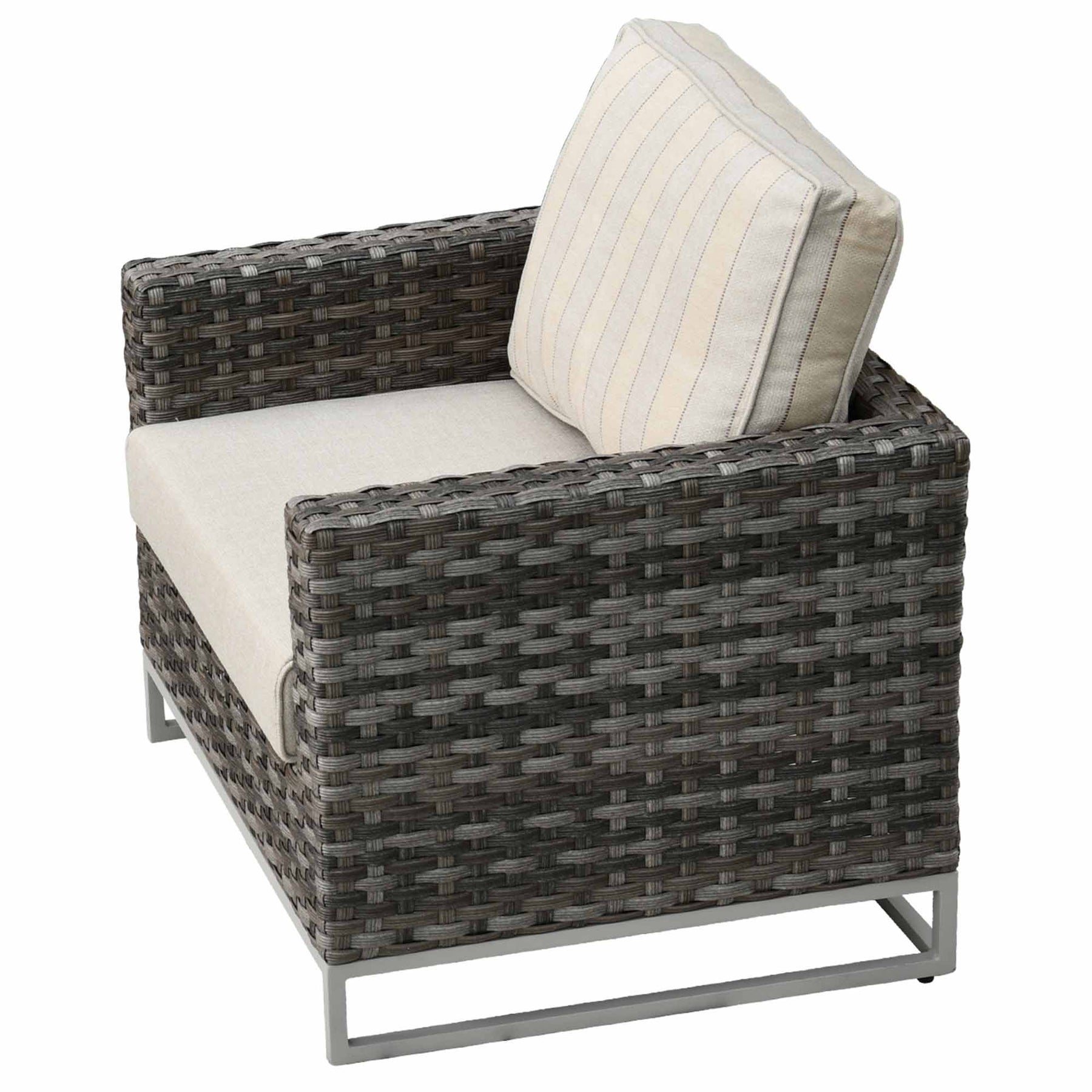 Ovios Patio Furniture 9-Piece Grey Wicker Set with Fire Pit Table, No Assembly Required