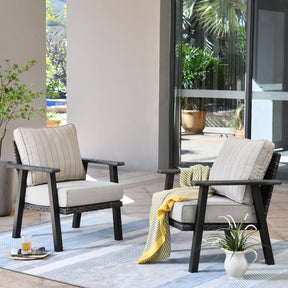 Ovios Patio Bistro 2-Piece Set Outdoor Chairs with 5''Cushion, Olefin Fabric