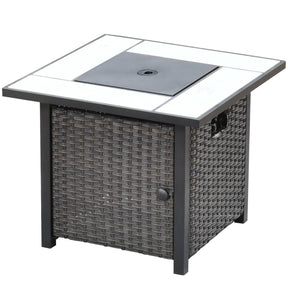 Ovios Patio Aluminum Propane Outdoor 30'' Fire Pit Table with Lid