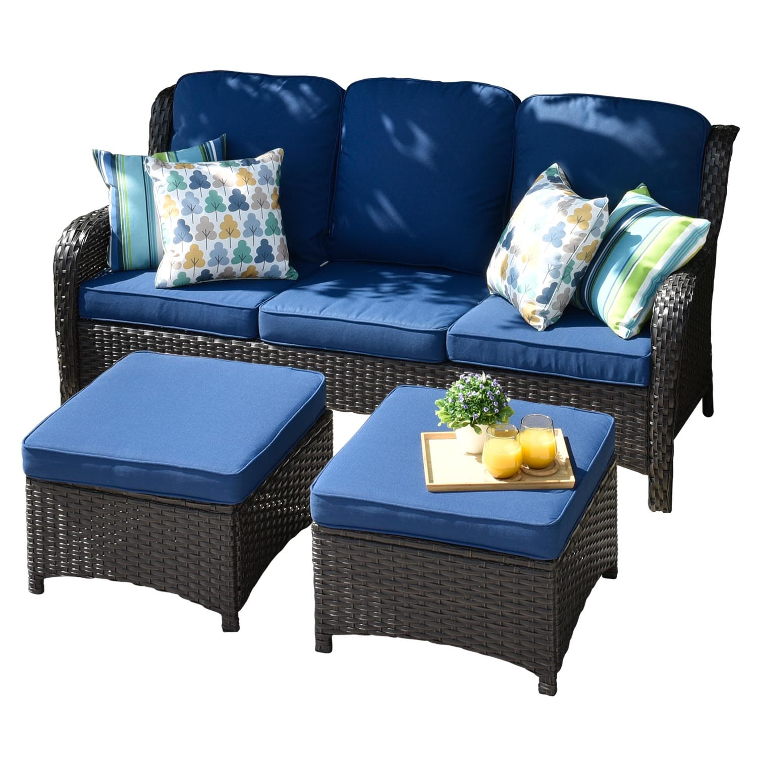 Ovios Outdoor Furniture 7-Piece with 30'' Fire Pit Table and Kenard 2 Rocking Chairs