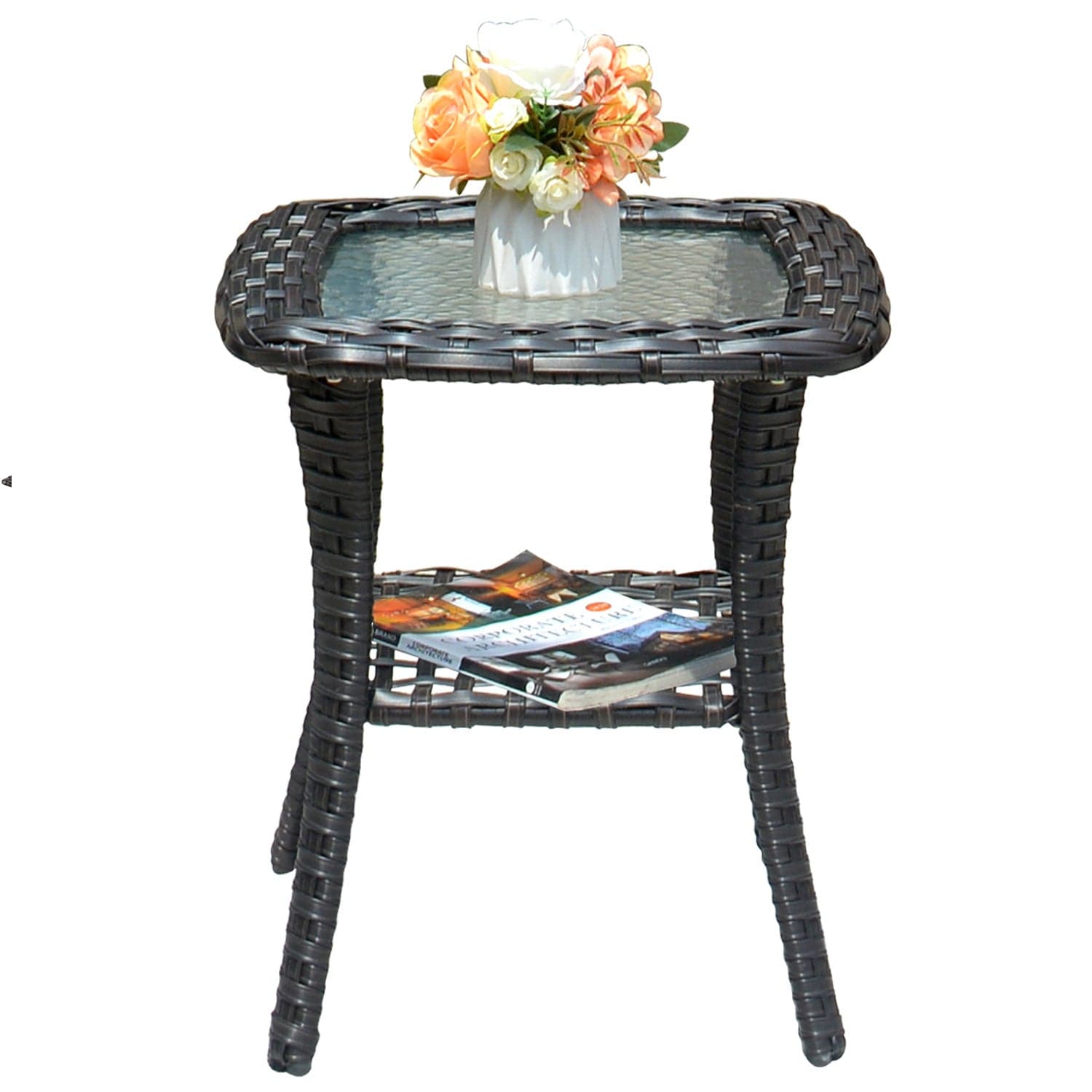Ovios Outdoor Furniture 7-Piece with 30'' Fire Pit Table and Kenard 2 Rocking Chairs