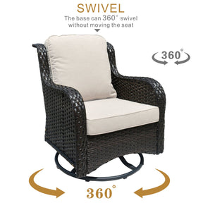 Ovios Outdoor Furniture 7-Piece with 30'' Fire Pit Table and Kenard 2 Rocking Chairs