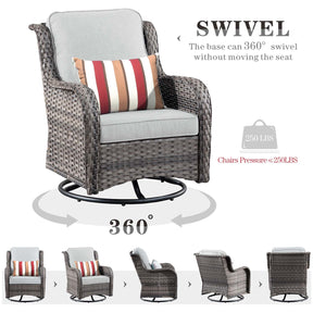 Ovios Outdoor Furniture 7-Piece with 30'' Fire Pit Table and Kenard 2 Rocking Chairs