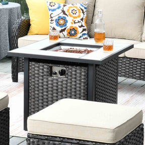Ovios Patio 8-Piece Conversation Set with 30'' Propane Fire Pit Table Kenard