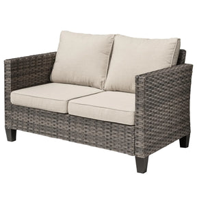 Ovios Patio Vultros 7-Piece Set With Swivel Chair and Rectangle 42'' Propane Fire Pit Table