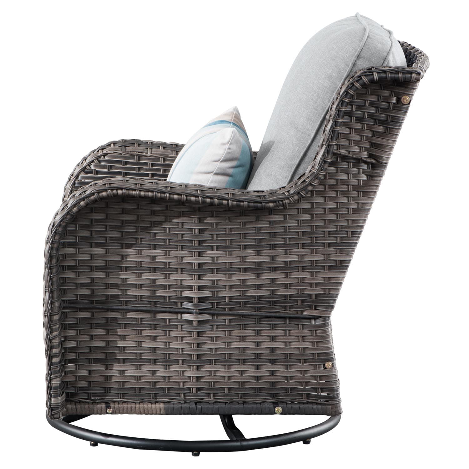 Ovios Patio Furniture Set 3-Piece with Swivel Chairs and Side Table Kenard