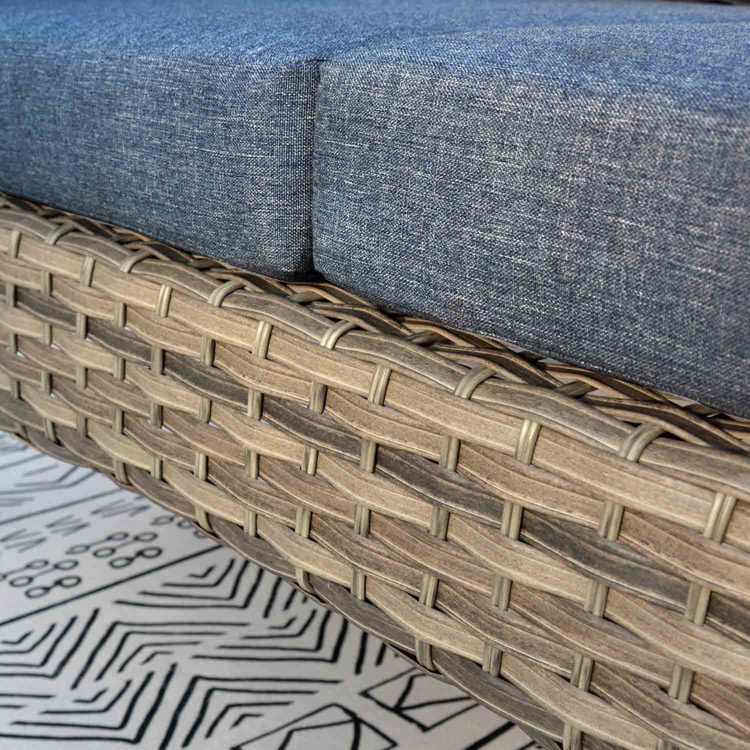 Ovios Outdoor Furniture 4-Piece High Back Grey Wicker with Cushion and Table