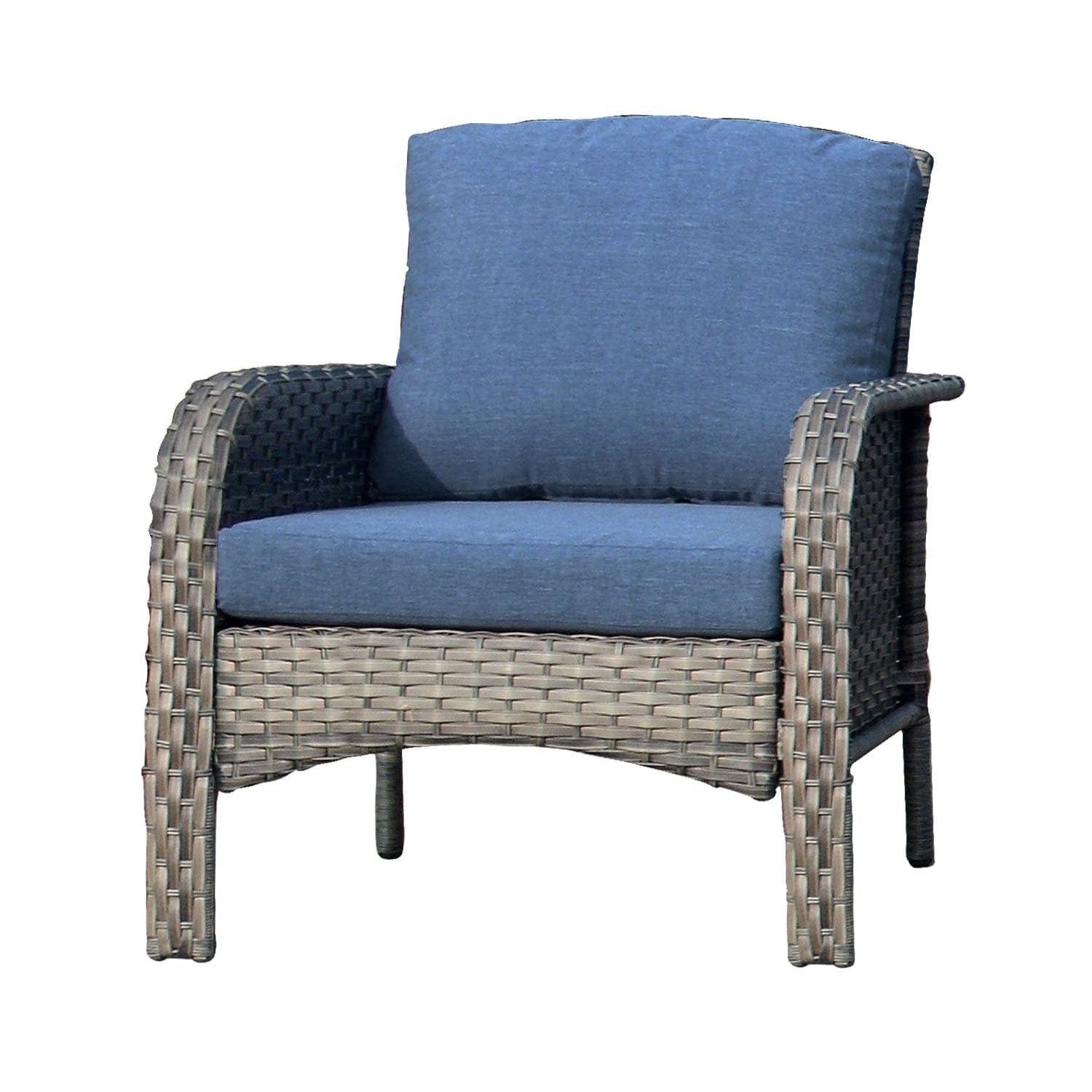 Ovios Outdoor Furniture 4-Piece High Back Grey Wicker with Cushion and Table