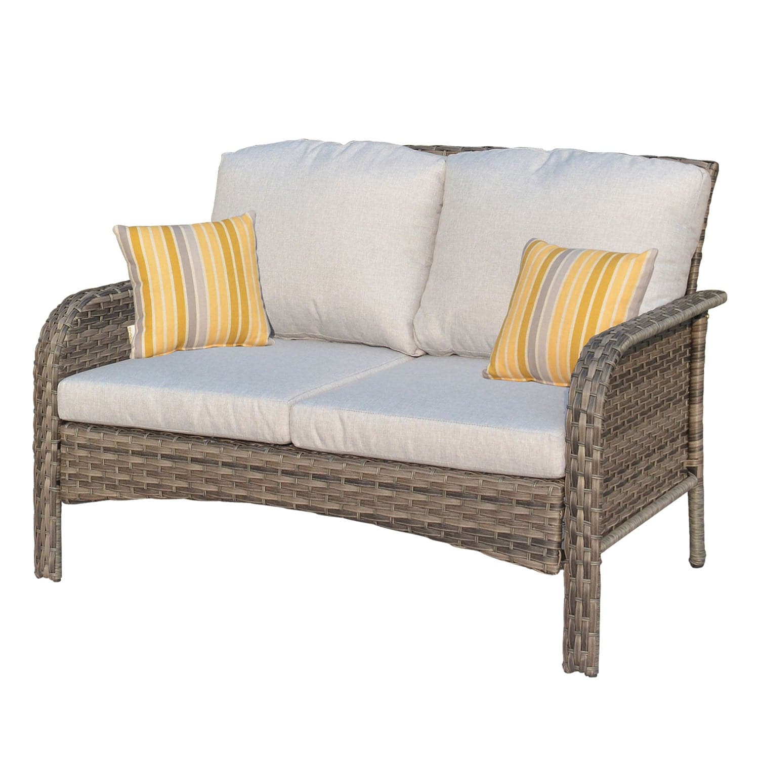 Ovios Outdoor Furniture 4-Piece High Back Grey Wicker with Cushion and Table