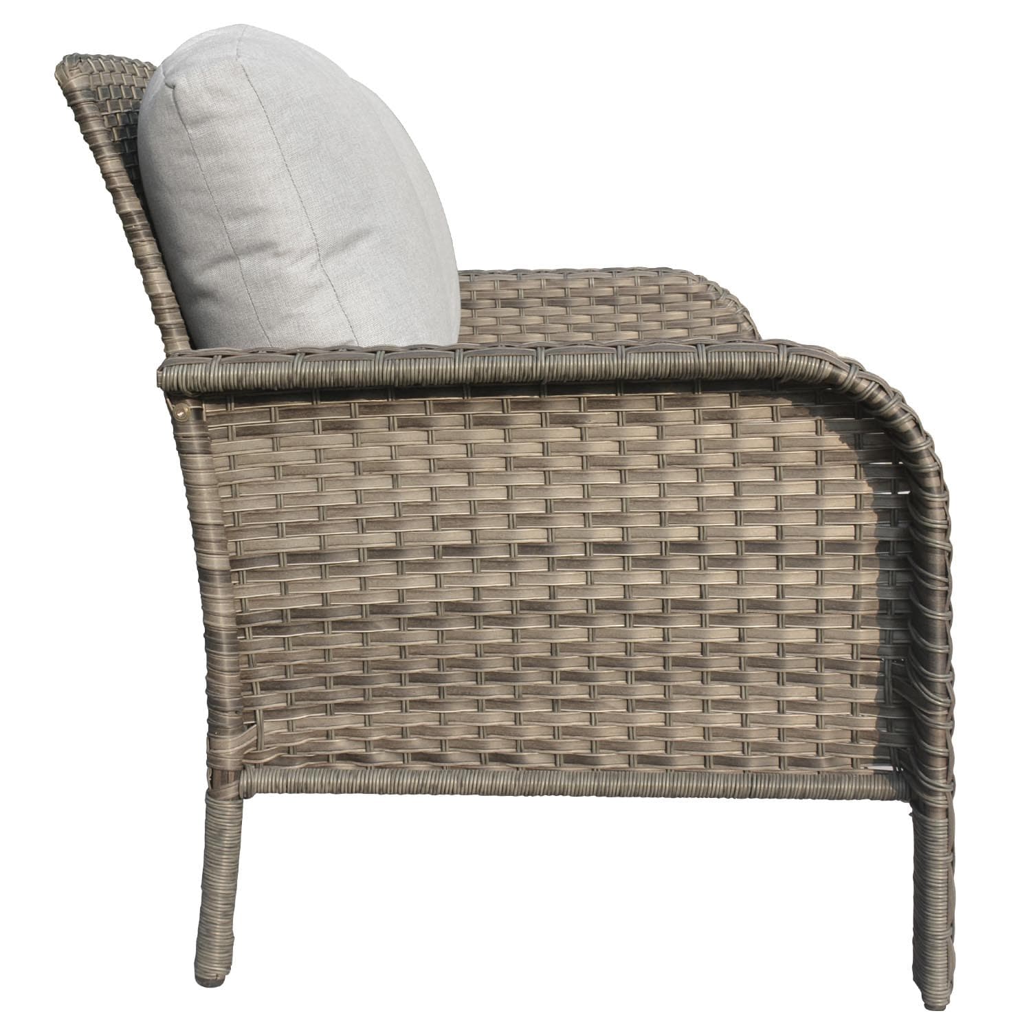 Ovios Outdoor Furniture 4-Piece High Back Grey Wicker with Cushion and Table