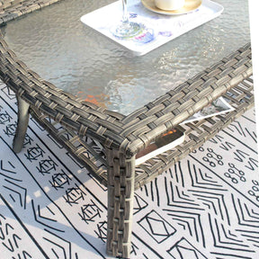 Ovios Outdoor Furniture 4-Piece High Back Grey Wicker with Cushion and Table