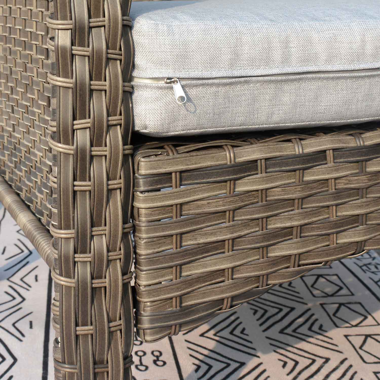 Ovios Outdoor Furniture 4-Piece High Back Grey Wicker with Cushion and Table