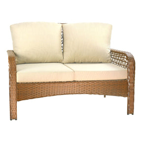 Ovios Patio Furniture 4-Piece High Back Brown Wicker Set with Cushion