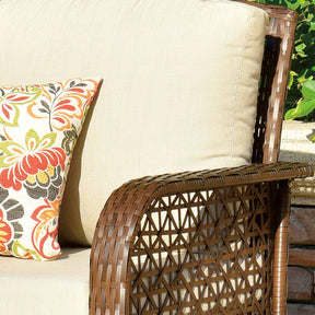 Ovios Patio Furniture 4-Piece High Back Brown Wicker Set with Cushion