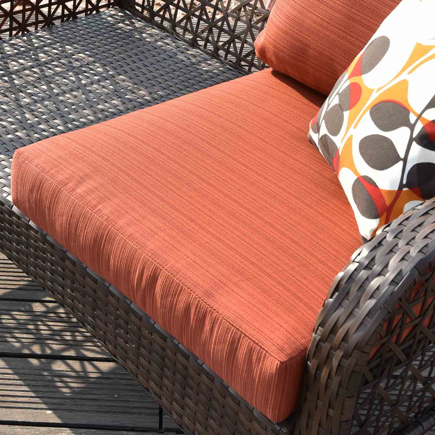 Ovios Patio Furniture 4-Piece High Back Brown Wicker Set with Cushion