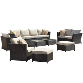 Ovios Patio Conversation Set Rimaru 12-Piece with 4 Pillows, No Assembly Required