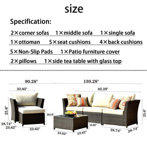 Ovios Patio Furniture Set Rimaru 6-Piece with 2 Pillows, No Assembly Required