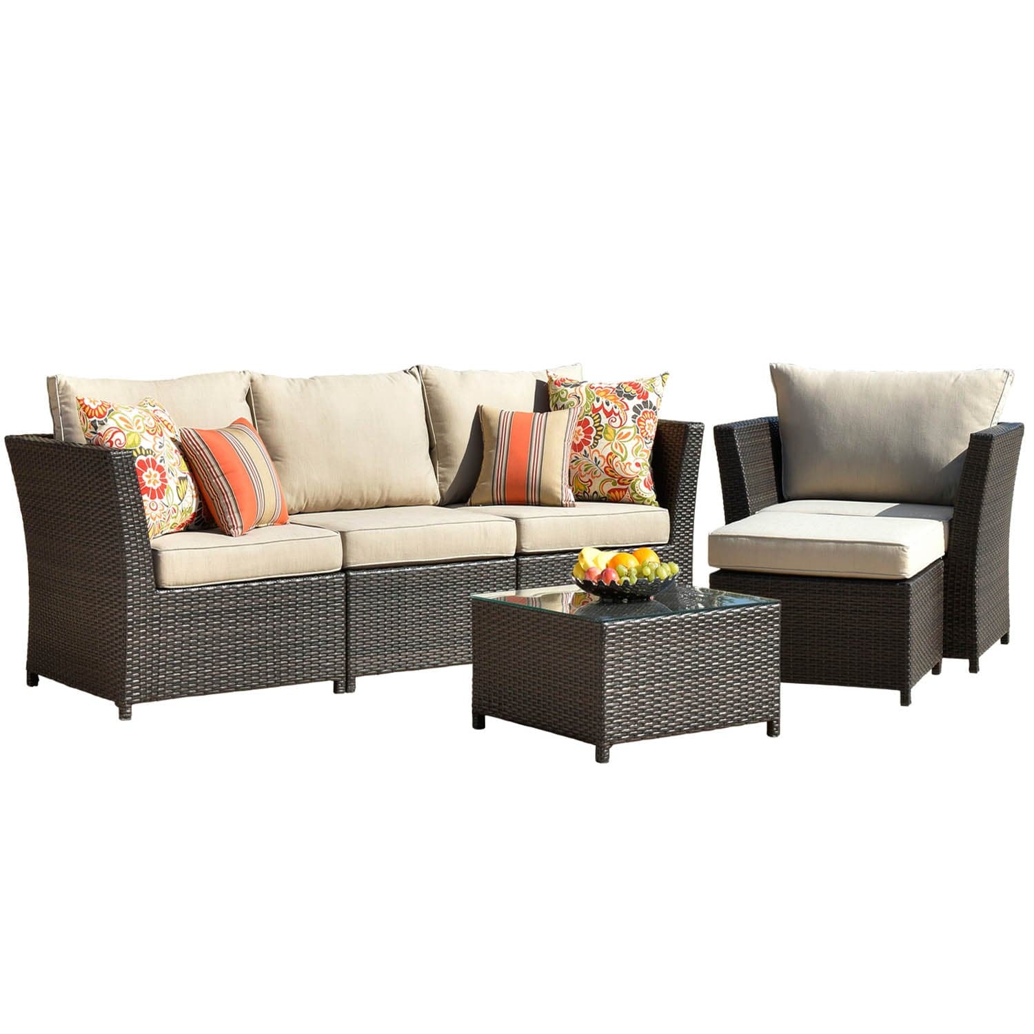 Ovios Patio Furniture Set Rimaru 6-Piece with 2 Pillows, No Assembly Required