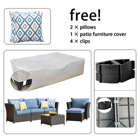 Ovios Patio Furniture Set Rimaru 6-Piece with 2 Pillows, No Assembly Required