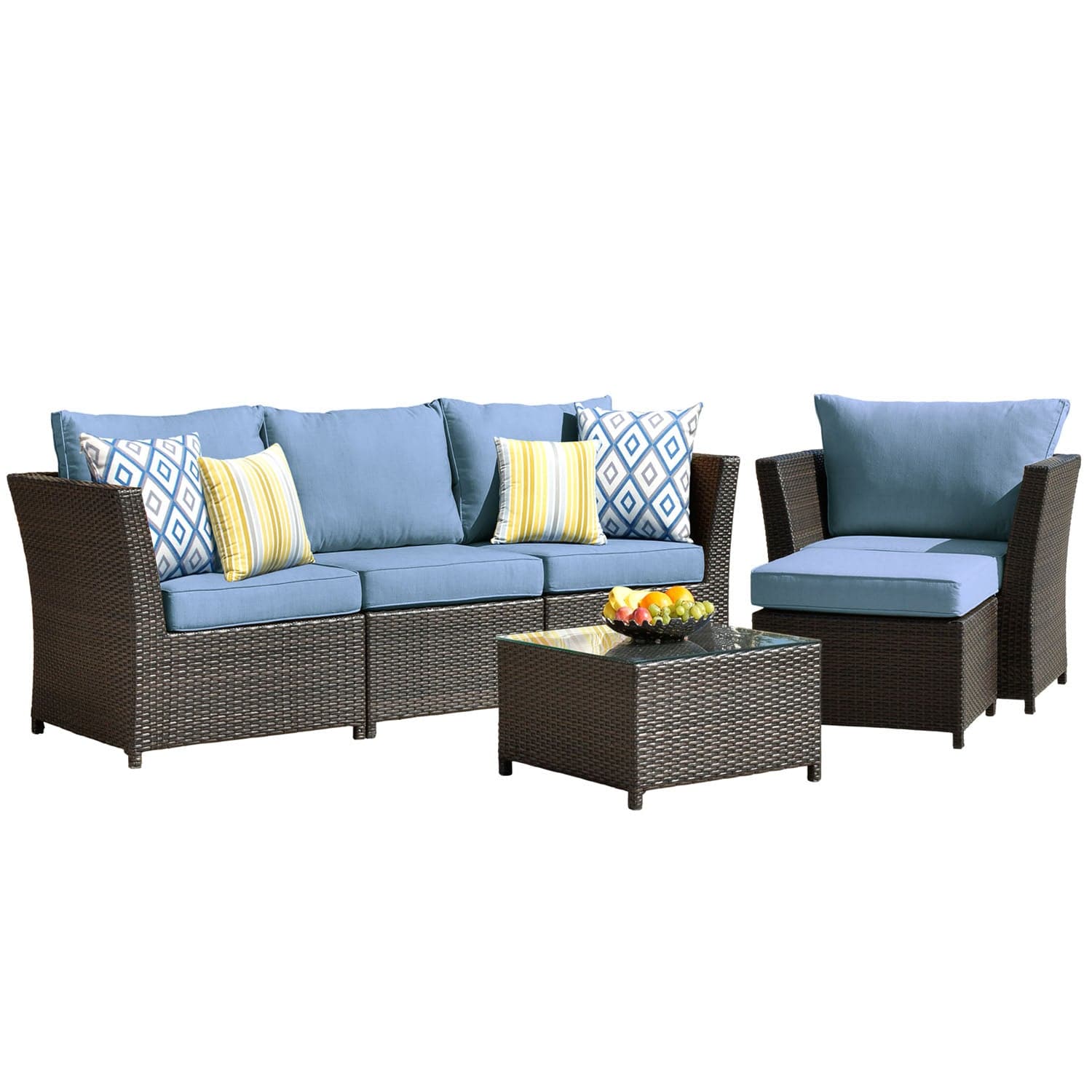 Ovios Patio Furniture Set Rimaru 6-Piece with 2 Pillows, No Assembly Required