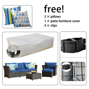 Ovios Patio Furniture Set Rimaru 6-Piece with 2 Pillows, No Assembly Required