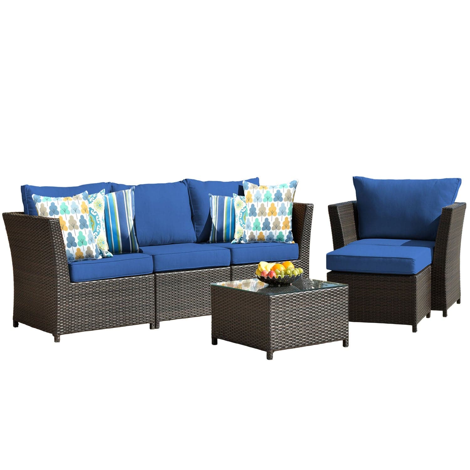 Ovios Patio Furniture Set Rimaru 6-Piece with 2 Pillows, No Assembly Required