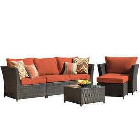 Ovios Patio Furniture Set Rimaru 6-Piece with 2 Pillows, No Assembly Required