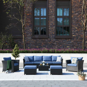 Ovios Patio Conversation Set Rimaru 9-Piece with 2 Chairs and 2 Pillows, No Assembly Required