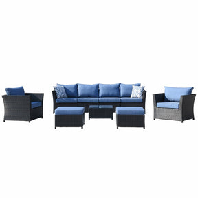 Ovios Patio Conversation Set Rimaru 9-Piece with 2 Chairs and 2 Pillows, No Assembly Required