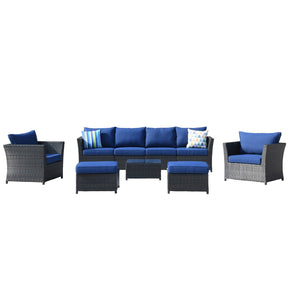 Ovios Patio Conversation Set Rimaru 9-Piece with 2 Chairs and 2 Pillows, No Assembly Required
