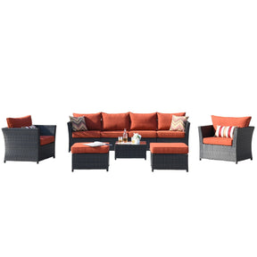 Ovios Patio Conversation Set Rimaru 9-Piece with 2 Chairs and 2 Pillows, No Assembly Required