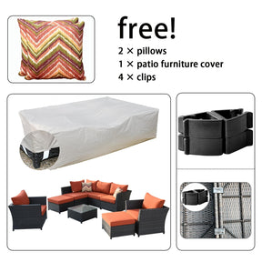 Ovios Patio Conversation Set Rimaru 9-Piece with 2 Chairs and 2 Pillows, No Assembly Required