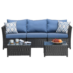 Ovios Patio Conversation Set Rimaru 9-Piece with 4 Pillows, No Assembly Required