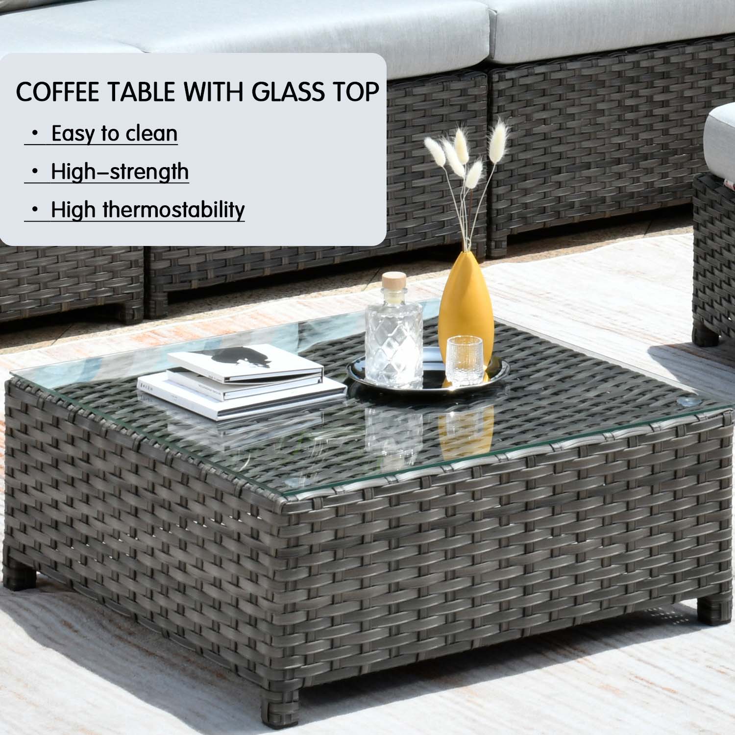 Ovios Patio Furniture Set Bigger Size 12-Piece with Grey Sunbrella, King Series, No Assembly Required