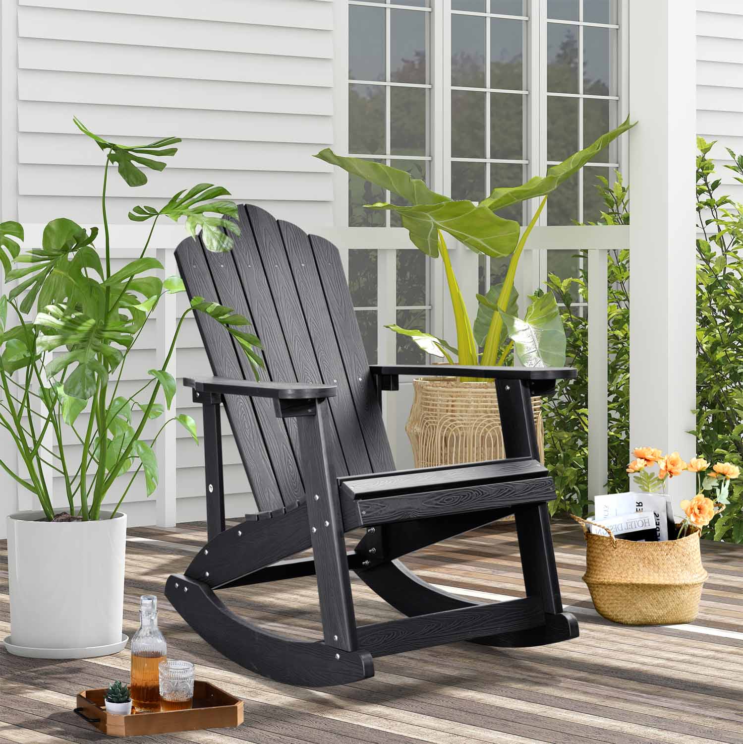 Ovios Outdoor Adirondack Rocker Chair, Waterproof Lounge Chair