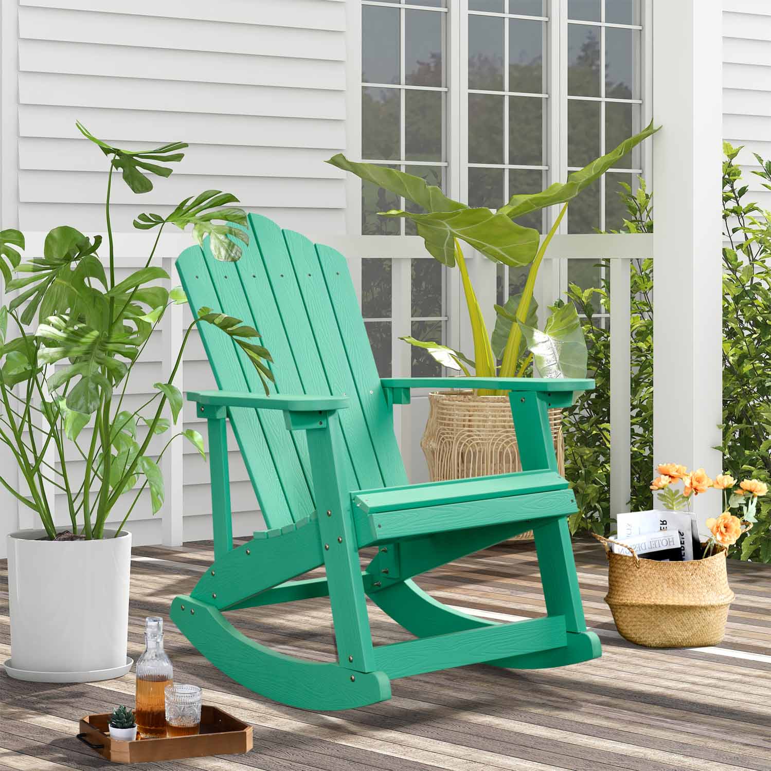 Ovios Outdoor Adirondack Rocker Chair, Waterproof Lounge Chair