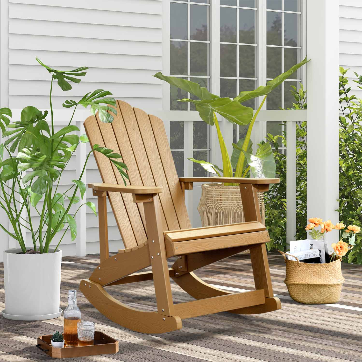 Ovios Outdoor Adirondack Rocker Chair, Waterproof Lounge Chair
