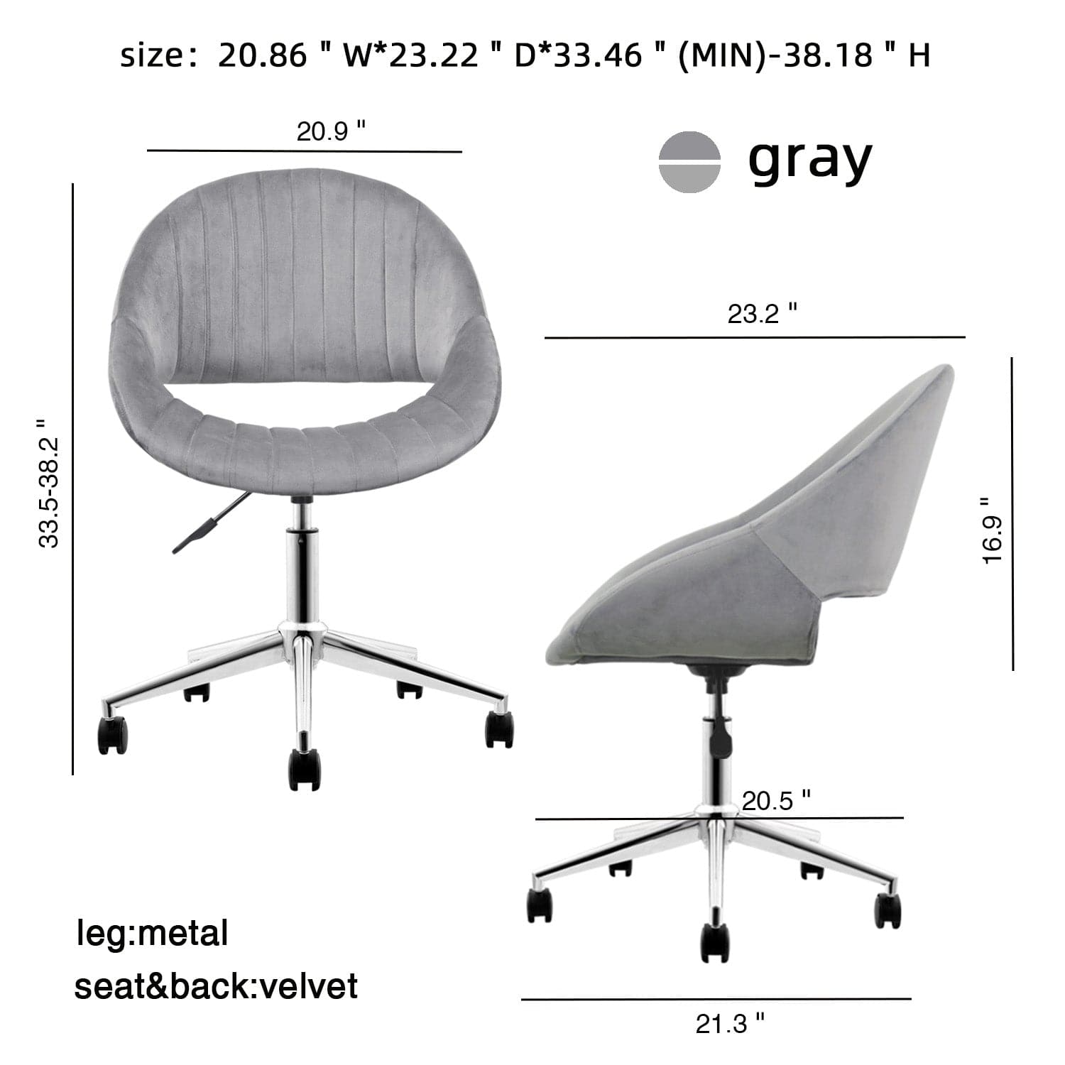 Ovios Cute Pink/Grey Cushion with Golden/Silver Base Desk Chair, Task Chair, Computer Desk Chair