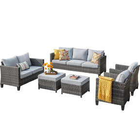 Ovios Patio Furniture Set New Vultros 7-Person High Back Sectional Sofa with Cushions
