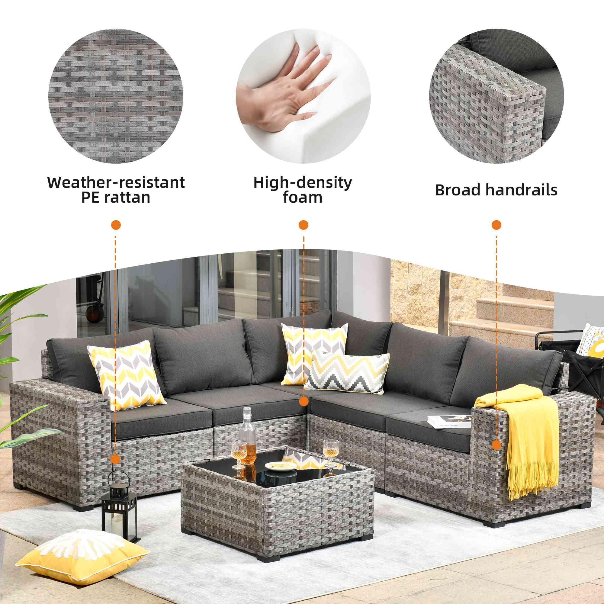 Ovios Outdoor Sectional Patio Furniture Set Versatile and
