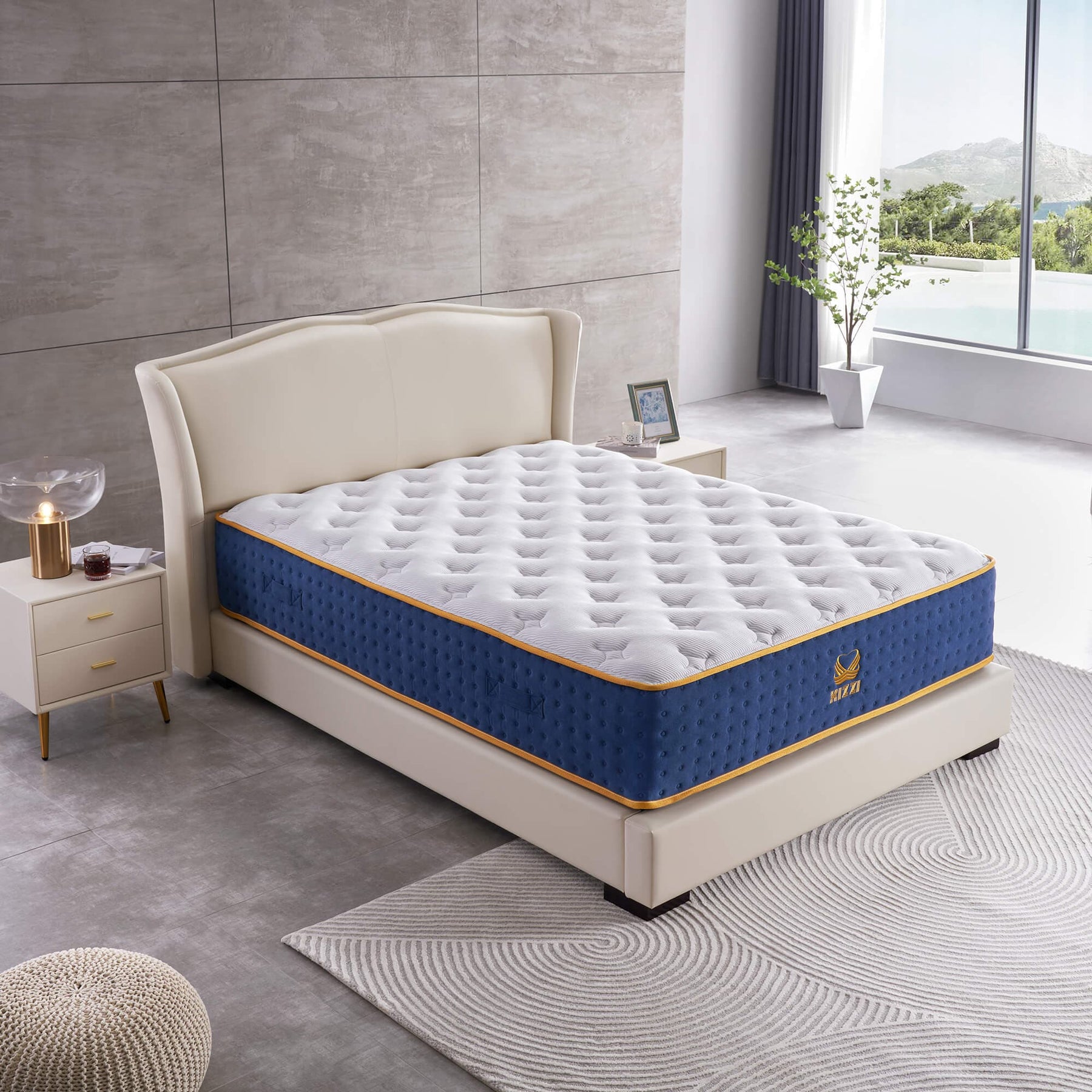 Xizzi 14" Medium Hybrid Mattress Bamboo Fiber Fabric Cover Cooling Gel Memory Foam