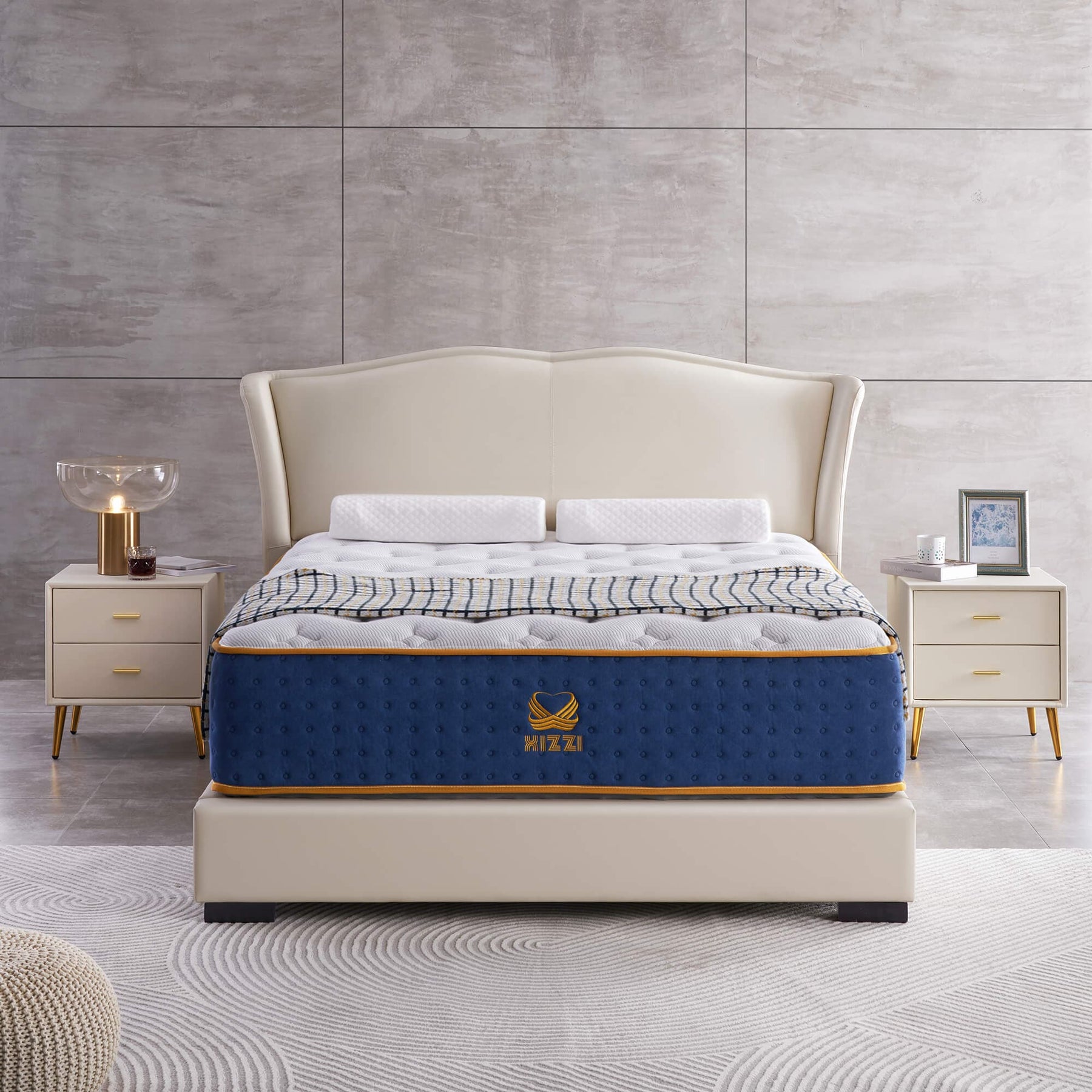 Xizzi 14" Medium Hybrid Mattress Bamboo Fiber Fabric Cover Cooling Gel Memory Foam