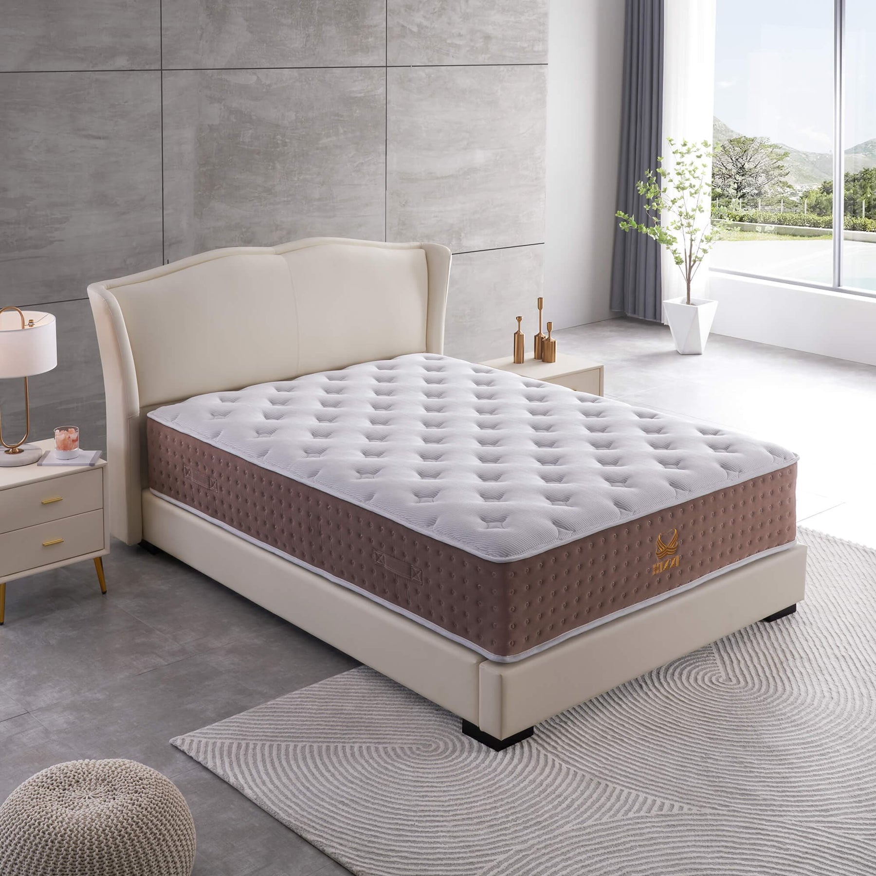 Xizzi 14" Medium Hybrid Mattress Bamboo Fiber Fabric Cover Cooling Gel Memory Foam