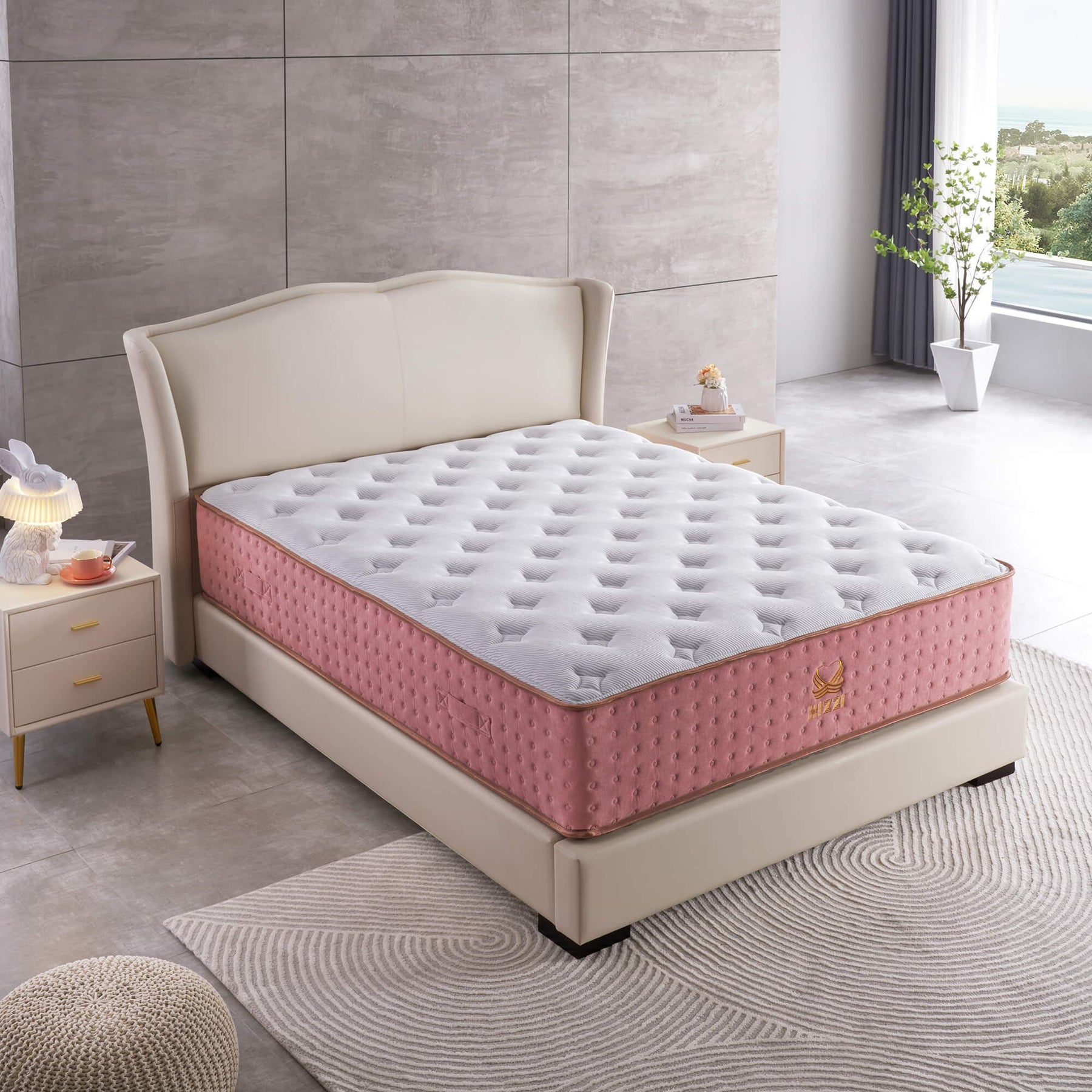 Xizzi 14" Medium Hybrid Mattress Bamboo Fiber Fabric Cover Cooling Gel Memory Foam