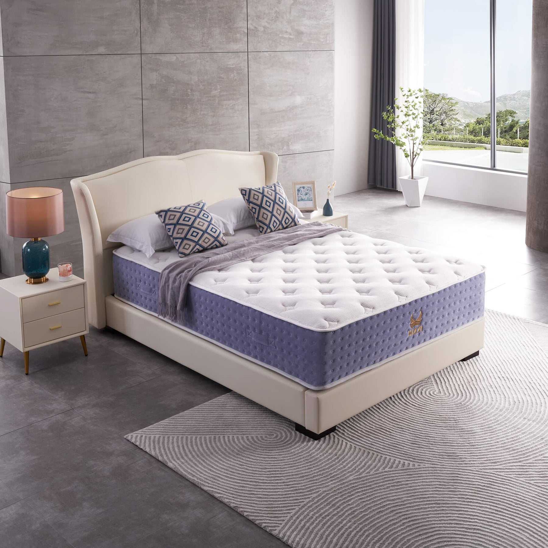 Xizzi 14" Medium Hybrid Mattress Bamboo Fiber Fabric Cover Cooling Gel Memory Foam