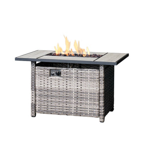 Ovios Rectangle Patio Propane Outdoor 42.12'' Fire Pit Table with Lid
