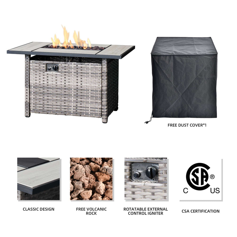 Ovios Patio Fire Pit Table - Large, Practical, Elegant, Safe