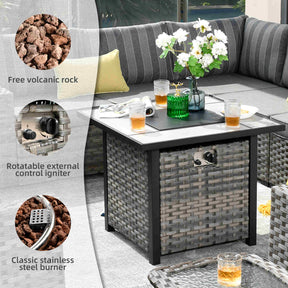 Ovios 10 Pieces Patio Furniture with 7.68'' Handrails and 30'' Fire Pit Table Rocking Chair