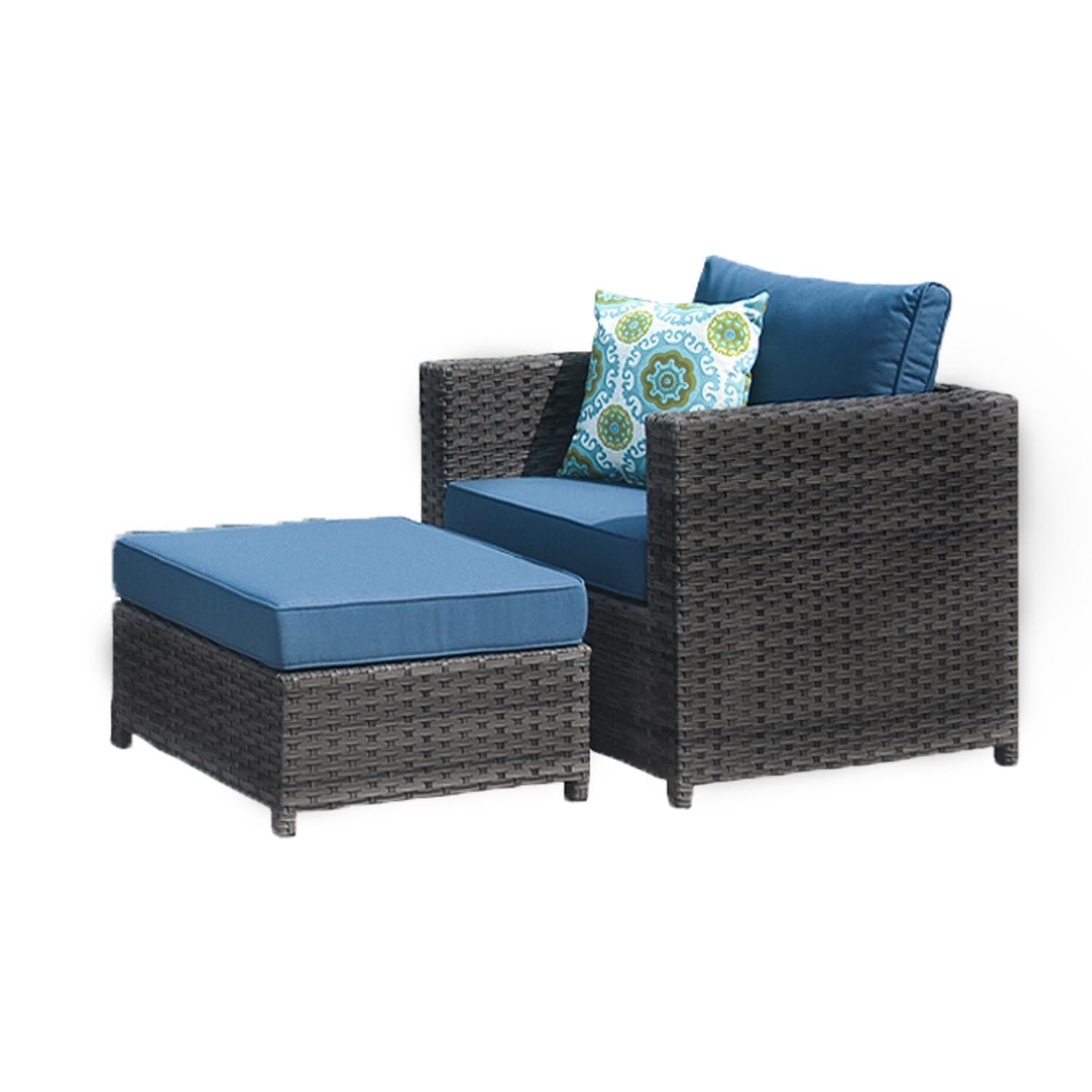 Ovios Outdoor Furniture 3-Piece Patio Chair with Ottoman, King Series, No Assemble Required